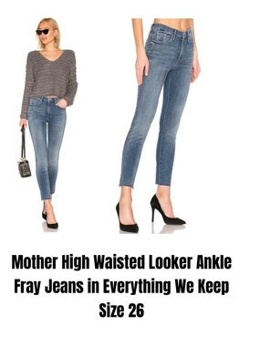 Mother High Waisted Looker Ankle Fray Jeans in Everything We Keep Size 26